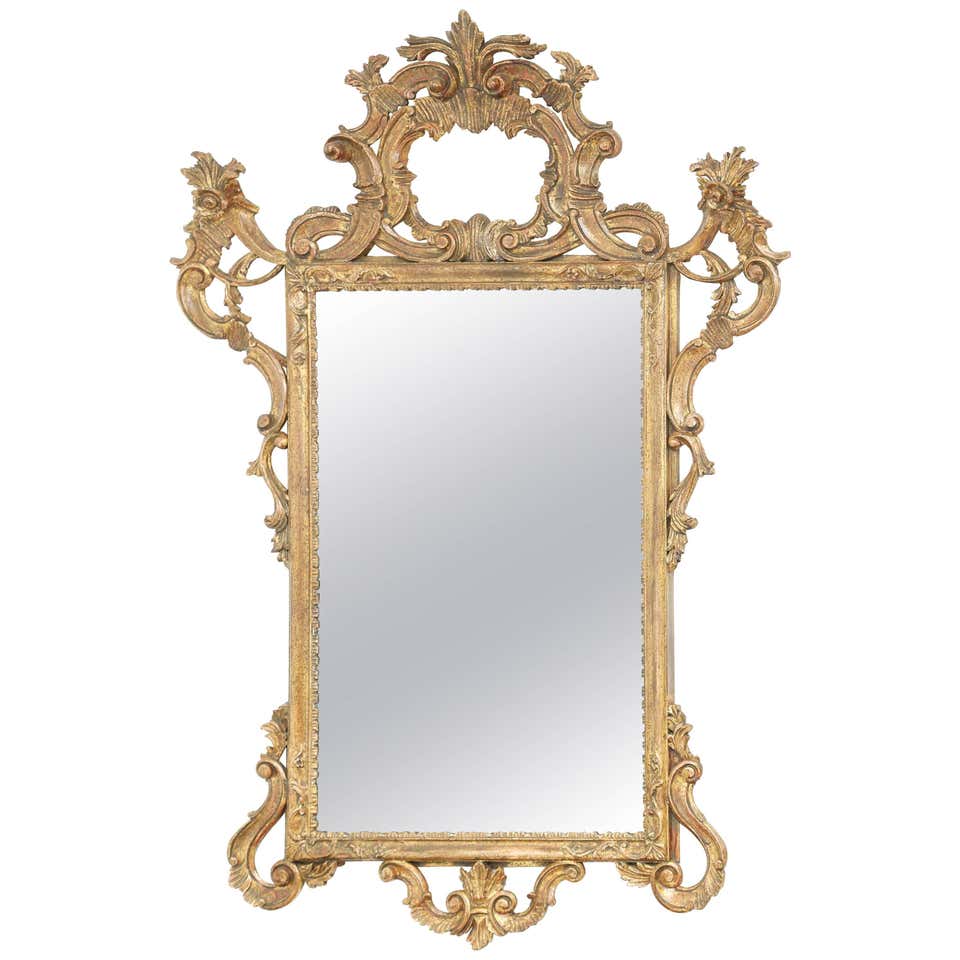 Italian Rococo Style Carved Giltwood Filigree Wall Mirror For Sale at ...