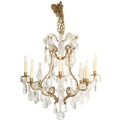 Chandelier of Bronze with Rock Crystal Accents