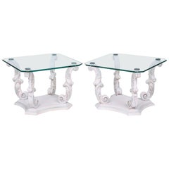 Pair of Italian End Tables on Scrolling Legs
