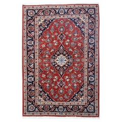 Vintage Handmade Carpet Rug Red Wool Oriental Rug, Traditional Medallion Rug