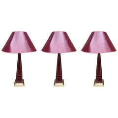 two Lacquered Obelisk Table Lamps, circa 1970