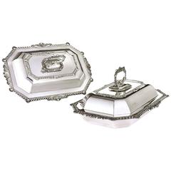John Round & Son Pair of Sterling Covered Entree Dishes