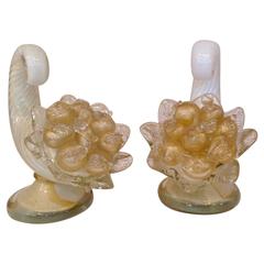 Pair of Very Large Murano Cornucopia Sculptures by Barovier e Toso