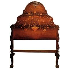 Antique 18th Century Portuguese Carved and Inlaid Rosewood Bed