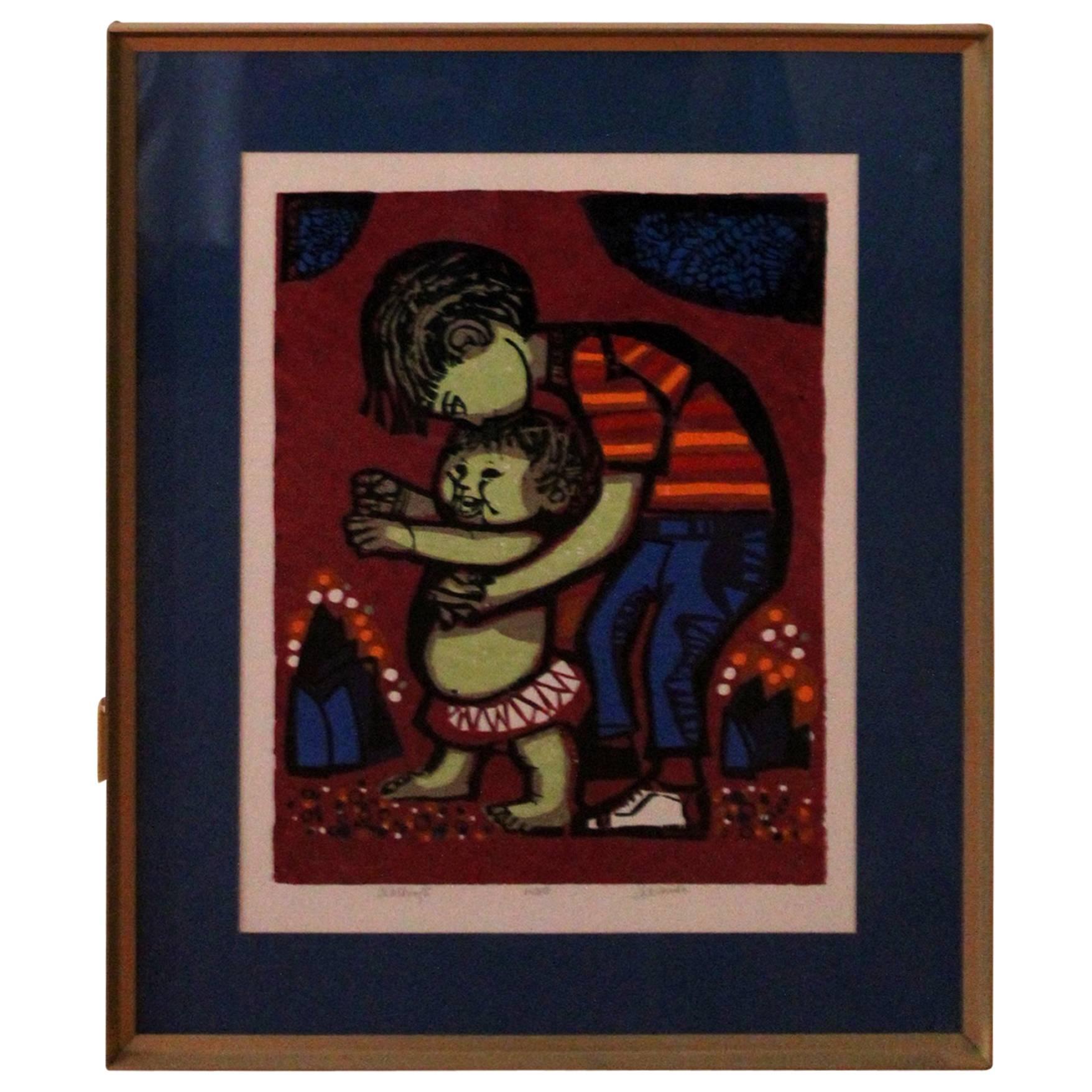David Weidman Signed and Numbered Silk Screen "Walking" For Sale