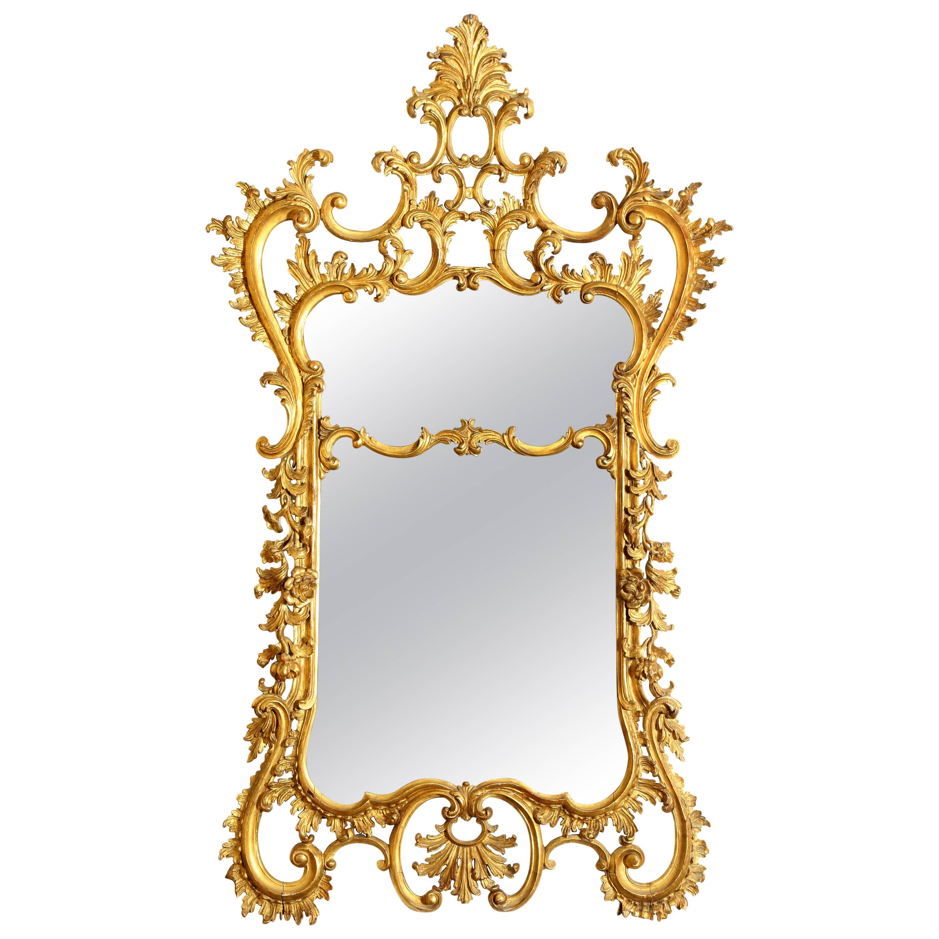 Florentine Gilt Louis XV Style Wall Mirror For Sale