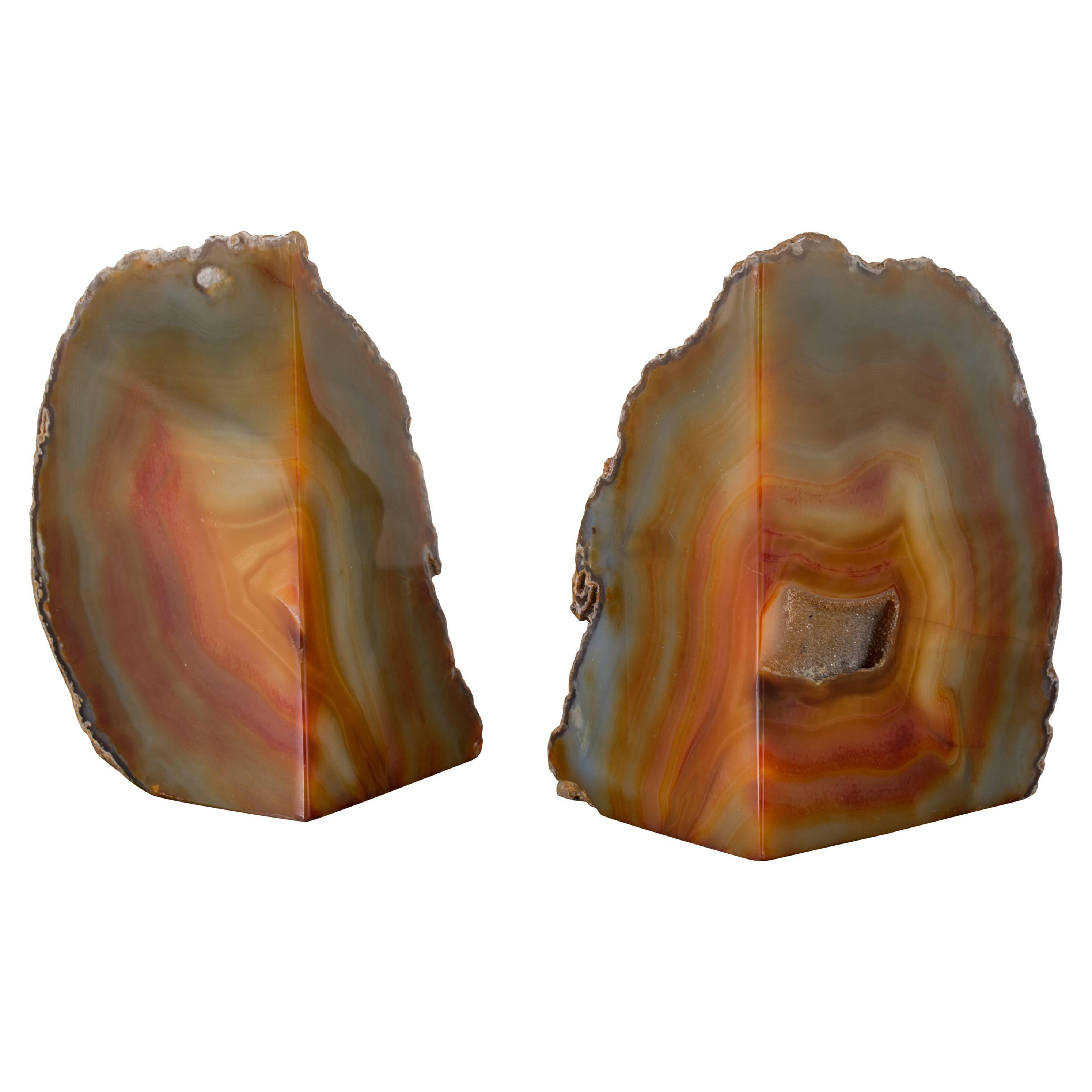 Pair of Vintage Geode Bookends from Brazil