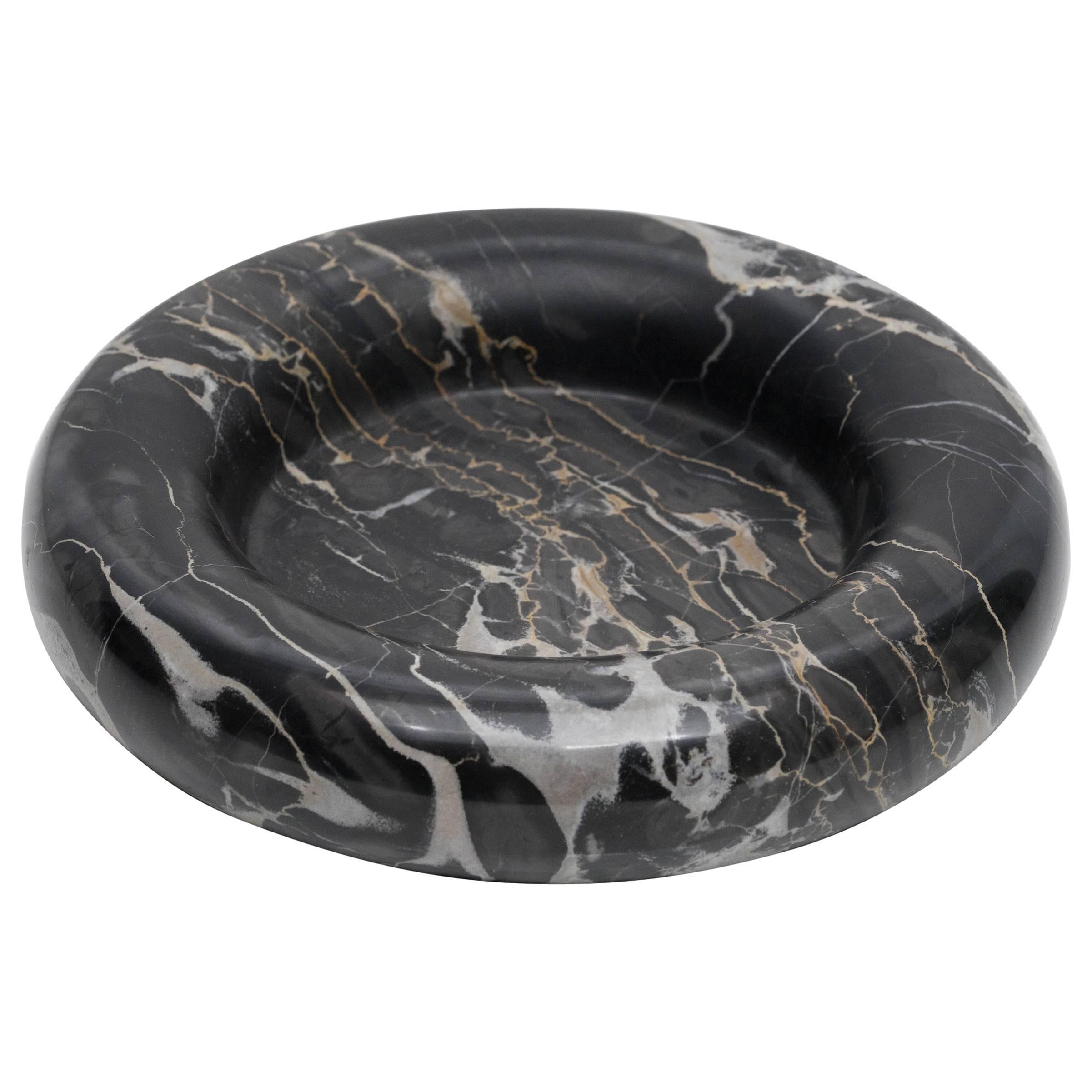 Large Black Marble Dish with Light Grey and Gold Veining by Up & Up, 1973