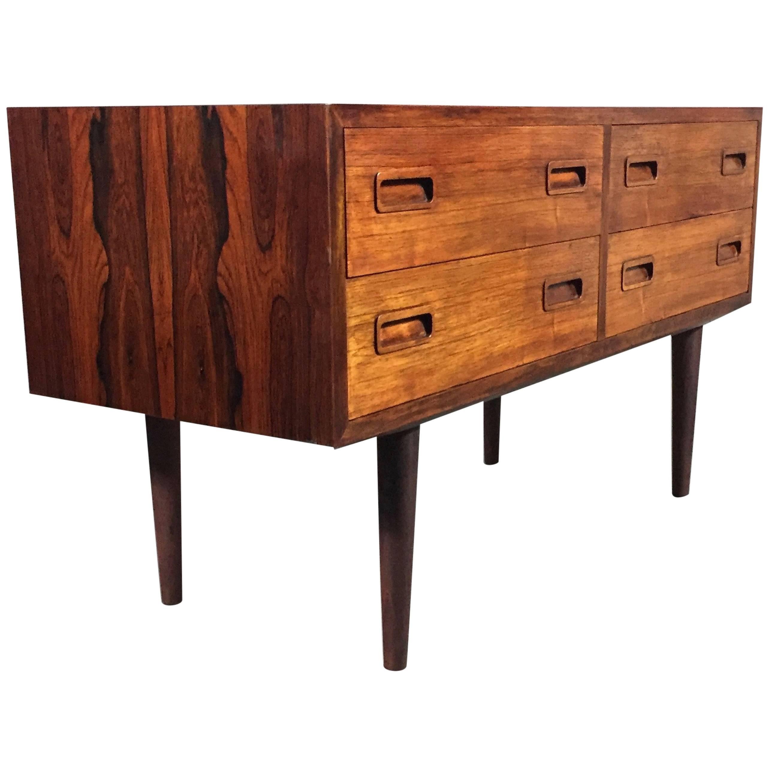 Rosewood Four-Drawer Low Chest of Drawers, Denmark, circa 1960