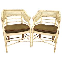 Pair of Curved Back Bamboo Chairs 2