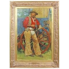 Vintage "Buckaroo Cowboy" Oil Painting by William George