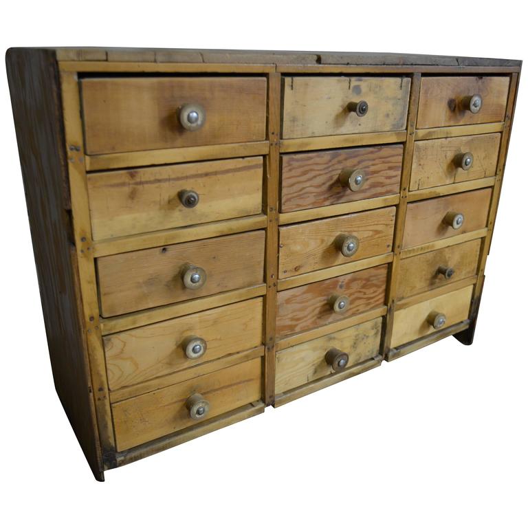 Storage Handcrafted from Pine with 15 Drawers at 1stdibs