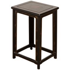 Chinese Black Lacquer Pedestal Table or Stool 5