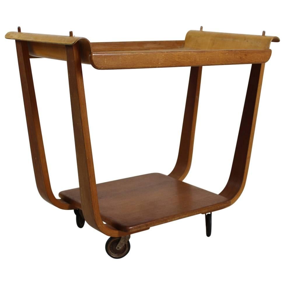 UMS Pastoe Early 1950s Bentwood Serving Trolley by Cees Braakman For Sale