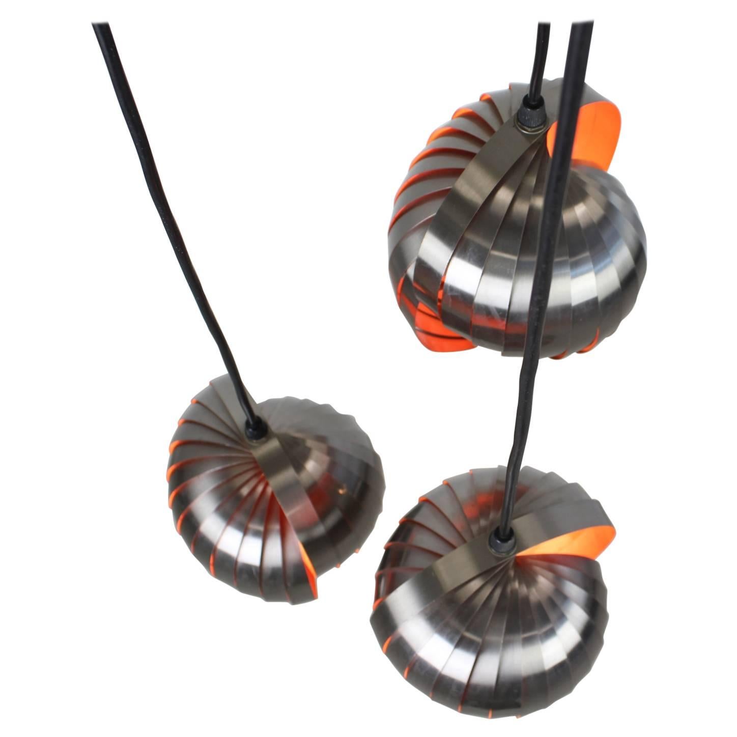 Incredible Set of Three Pendant by Henri Mathieu for Lyfa Denmark For Sale