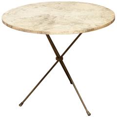 Mid-Century French Faux Marble Tripod Drink Table