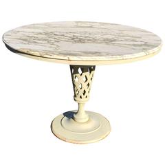 Marble-Top Iron Patio Table and Chairs 3