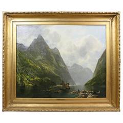 "Naers Fiord, Norway" Oil Painting by Georg Meinzolt