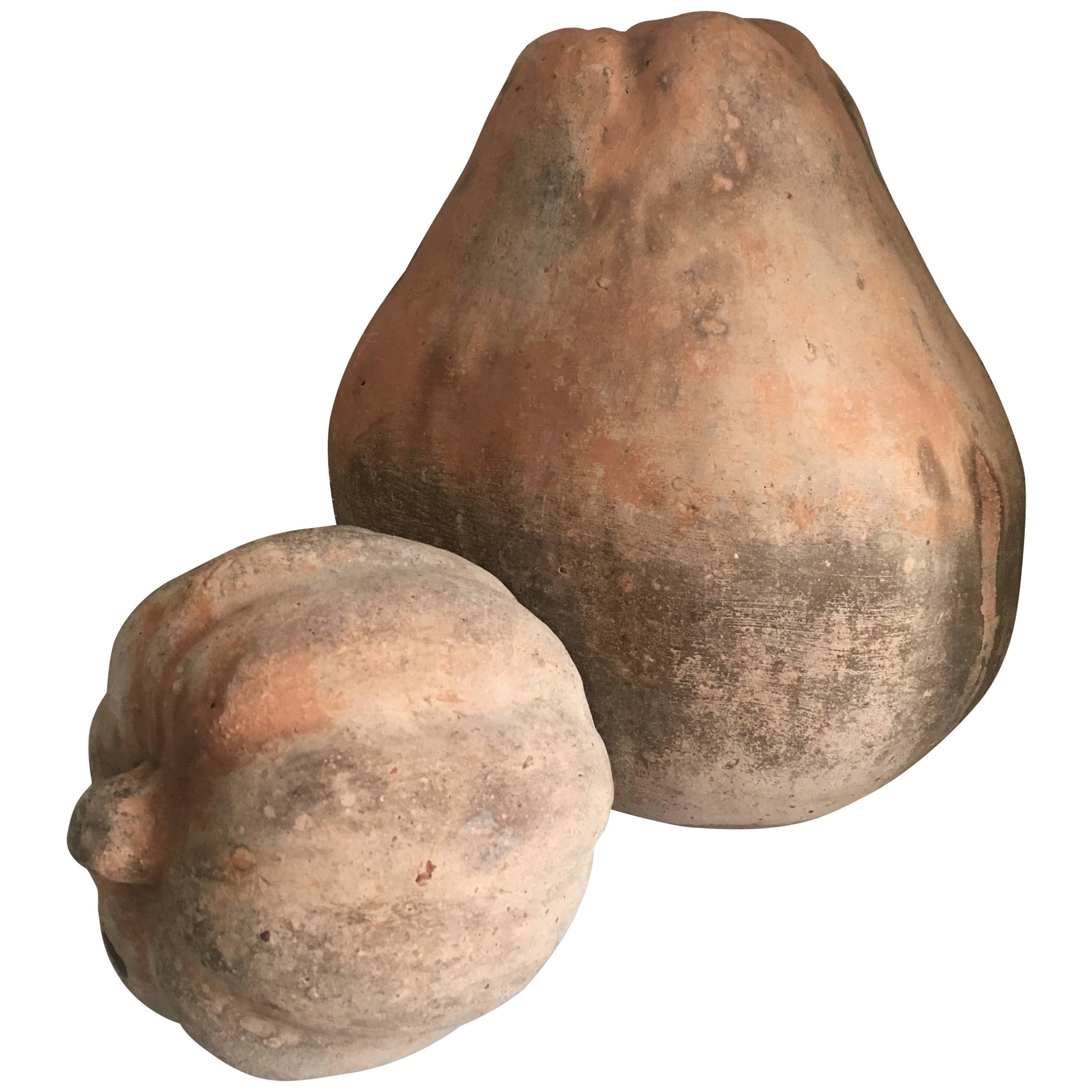 Pair of Monumental Terra Cotta Gourds