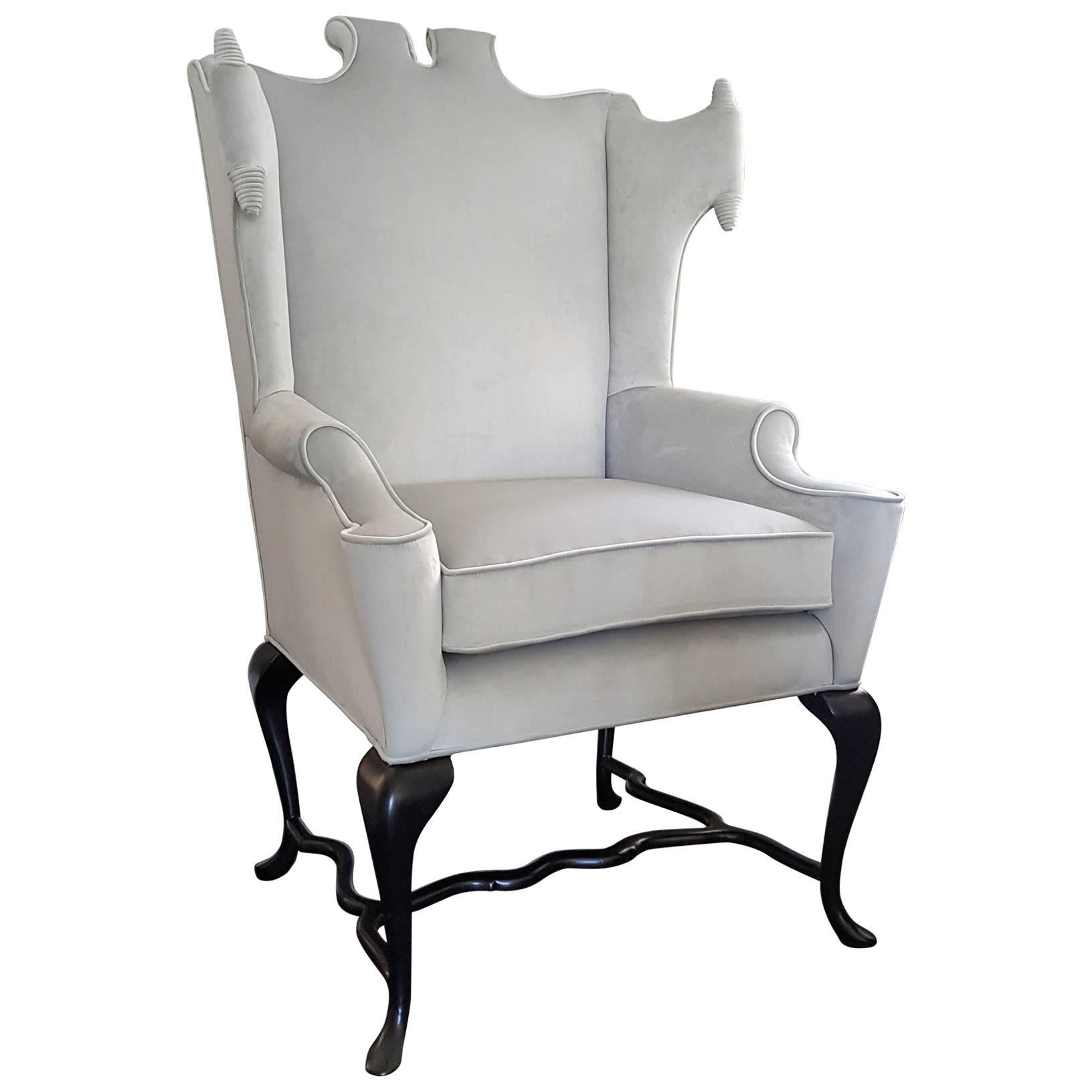 Documented Arturo Pani Wingback Chair, Mexico City, 1950s
