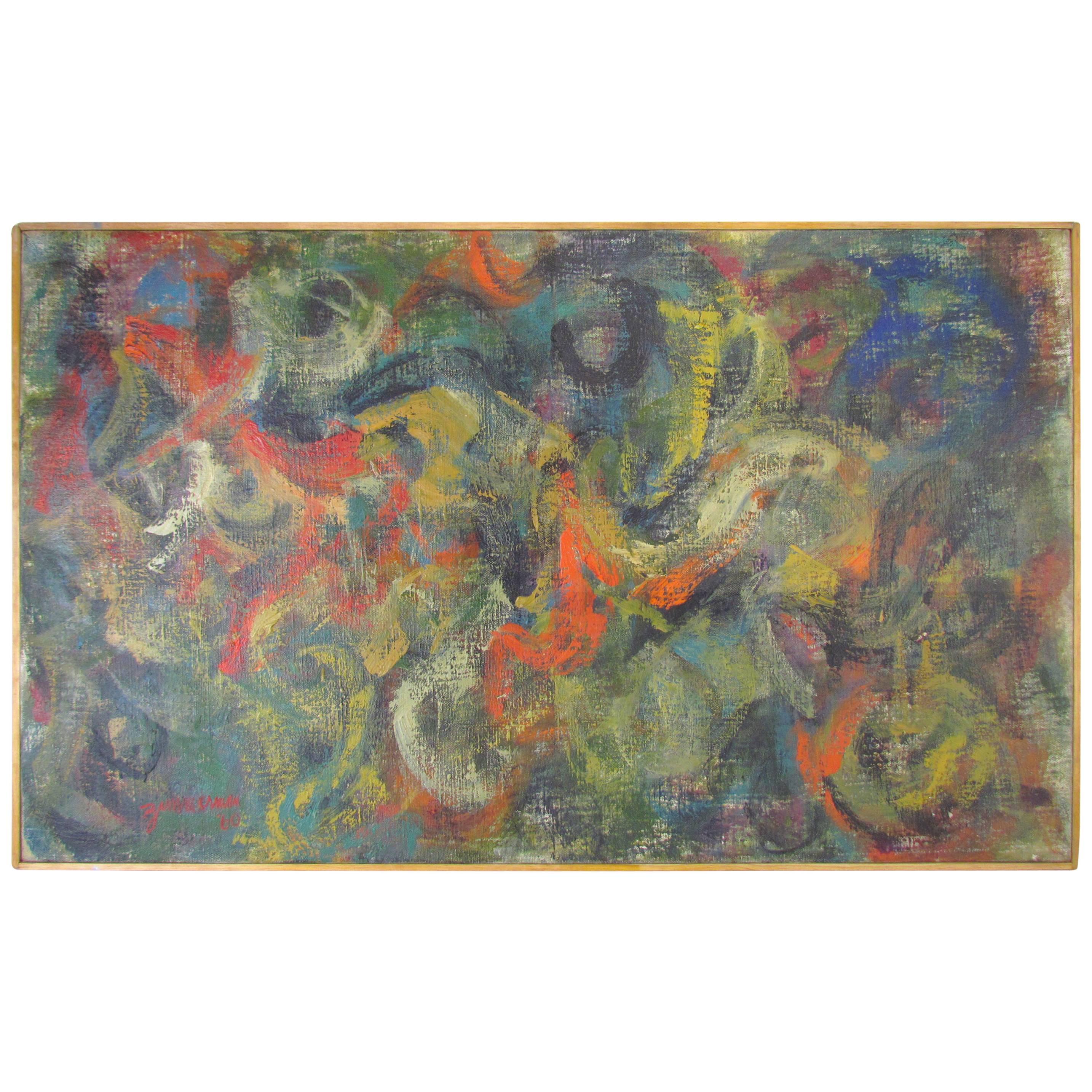 Modernist Abstract Oil by Sidney Zimmerman, Dated 1960