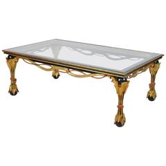 Italian Regency Style Carved Ebonized and Giltwood Coffee Table