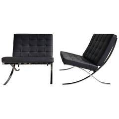 Classic Pair Modernist Barcelona Chairs, Mies van der Rohe Made in Italy