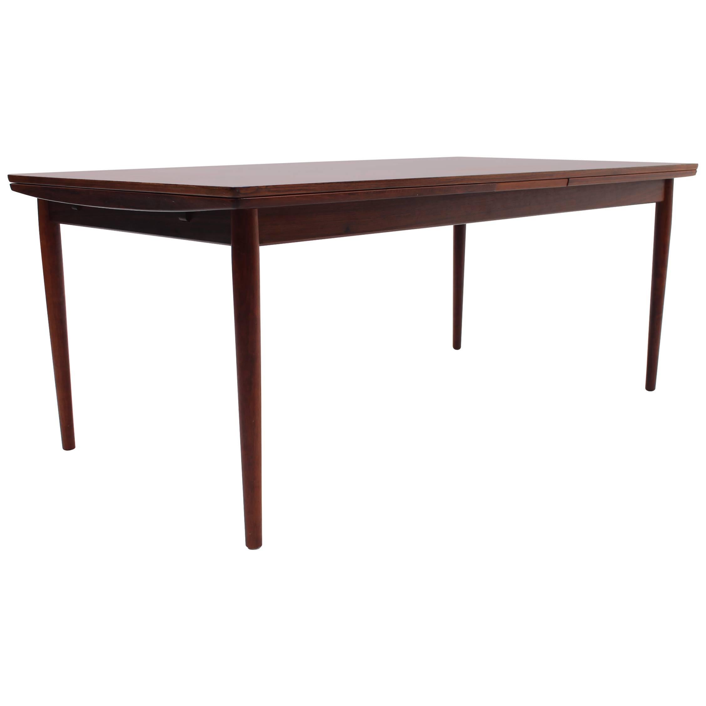 Large Rosewood Arne Vodder for Sibast Furniture Dining Table with Hidden Leaves For Sale