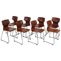 100 Elmar Flototto Pagholz Stacking Chairs Germany, 1970s