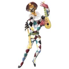 Ceramic Harlequin Minstrel Wall Art by Otello Rosa for San Polo Venezia 1