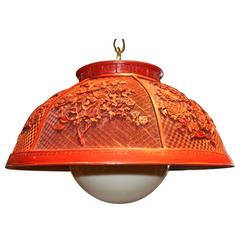 Vintage Faux Chinese Cinnabar Pendant Light 7