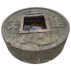 Unusual Fine Old Antique Japanese "Lucky Coin" Water or Plant Basin FREE SHIPPNG