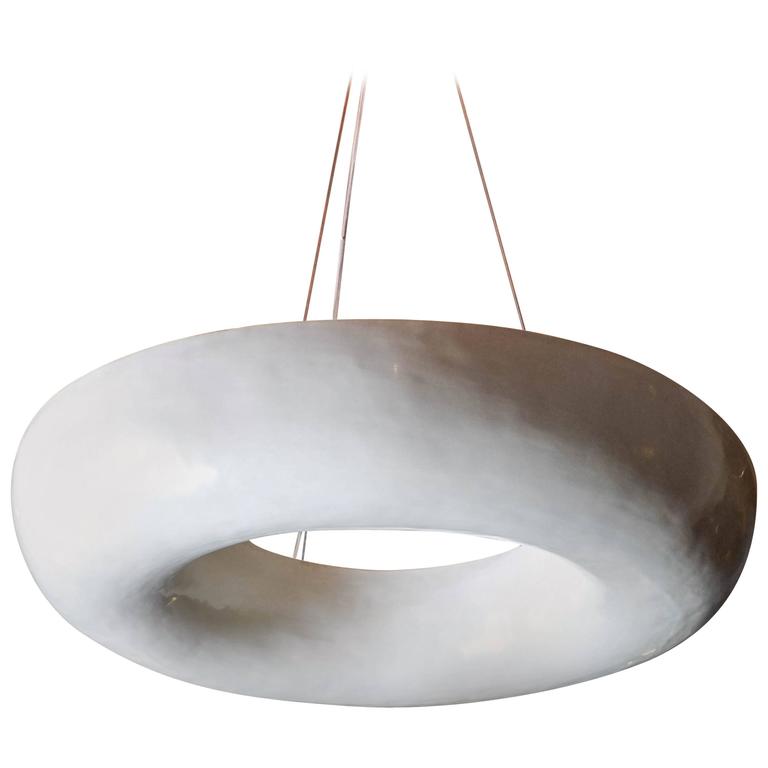 Cream Lacquer Hanging Light Fixture Chandelier, Limited Edition For Sale at 1stdibs