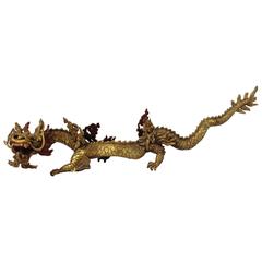 Vintage Mid-Century Brass Chinese Dragon Statue