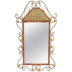 Rustic Metal Wall Mirror With Decorative Scroll Design