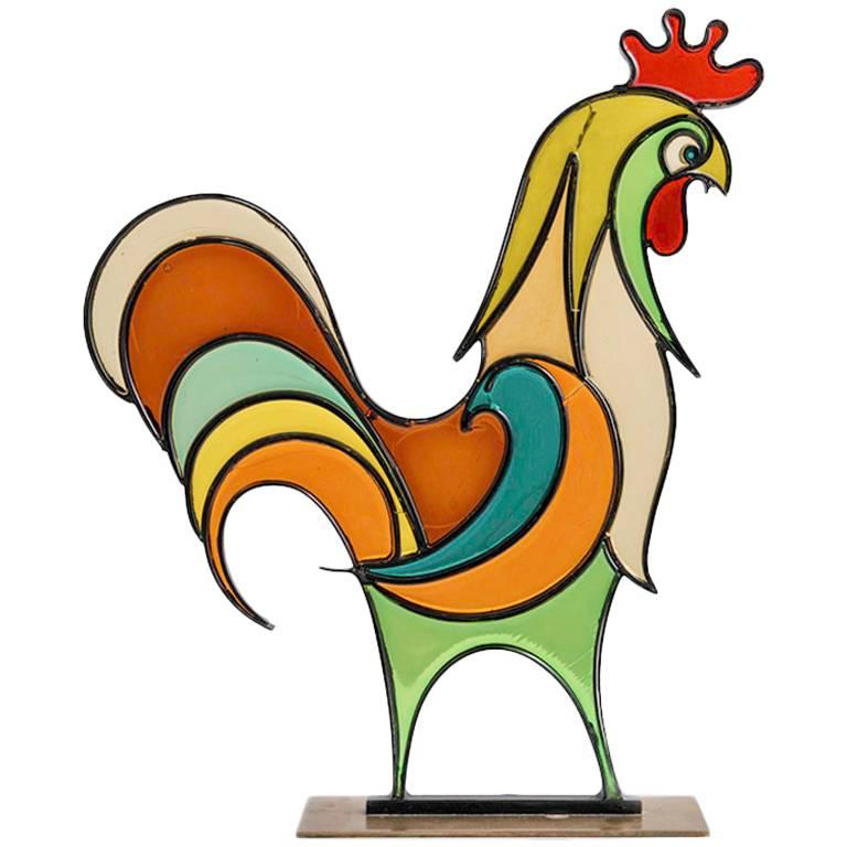 Hagenauer Rooster Austrian Mid-Century Brass Resin 1940s-1950s Art Deco For Sale