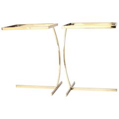 Mid-Century Milo Baughman Style Brass Side Tables