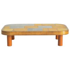 Low Capron Table with Green and Beige Tile