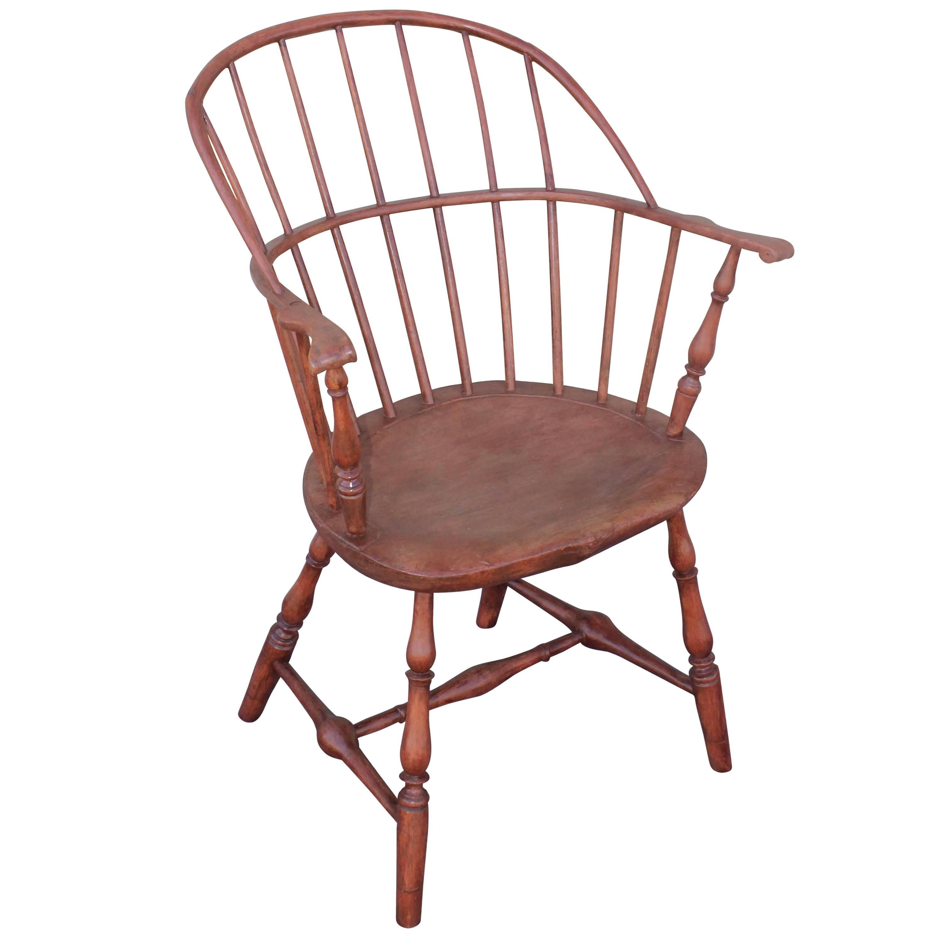 18th Century Salmon Painted Knuckle Arm Windsor Chair