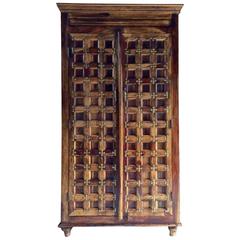 Large Antique Style Arabic Single Wardrobe Brass Stud Work Solid Wood