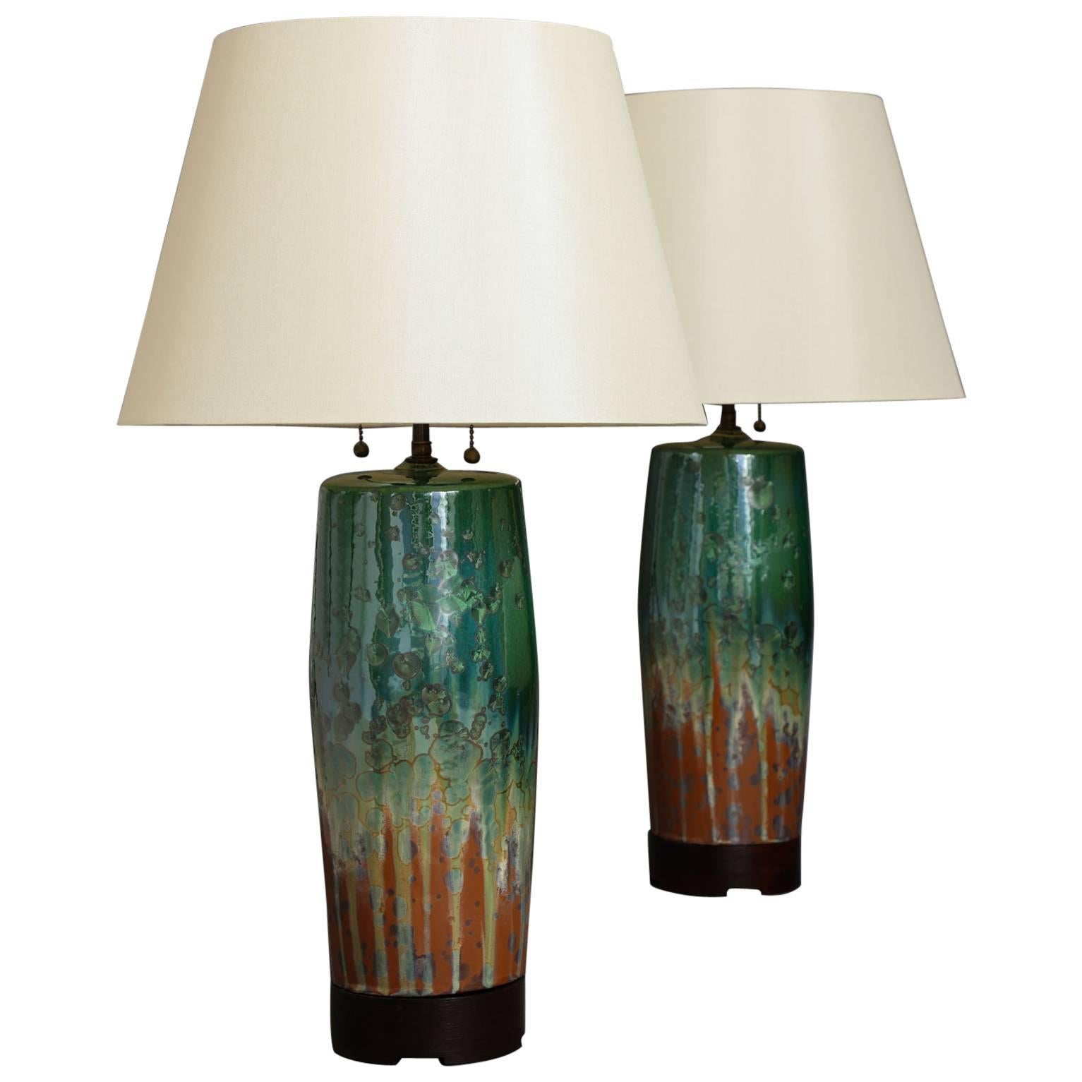 Large Green Ceramic Lamps by SCDS