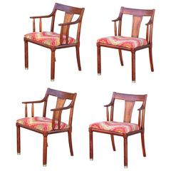 Set of Four Walnut 1960s Dining Chairs