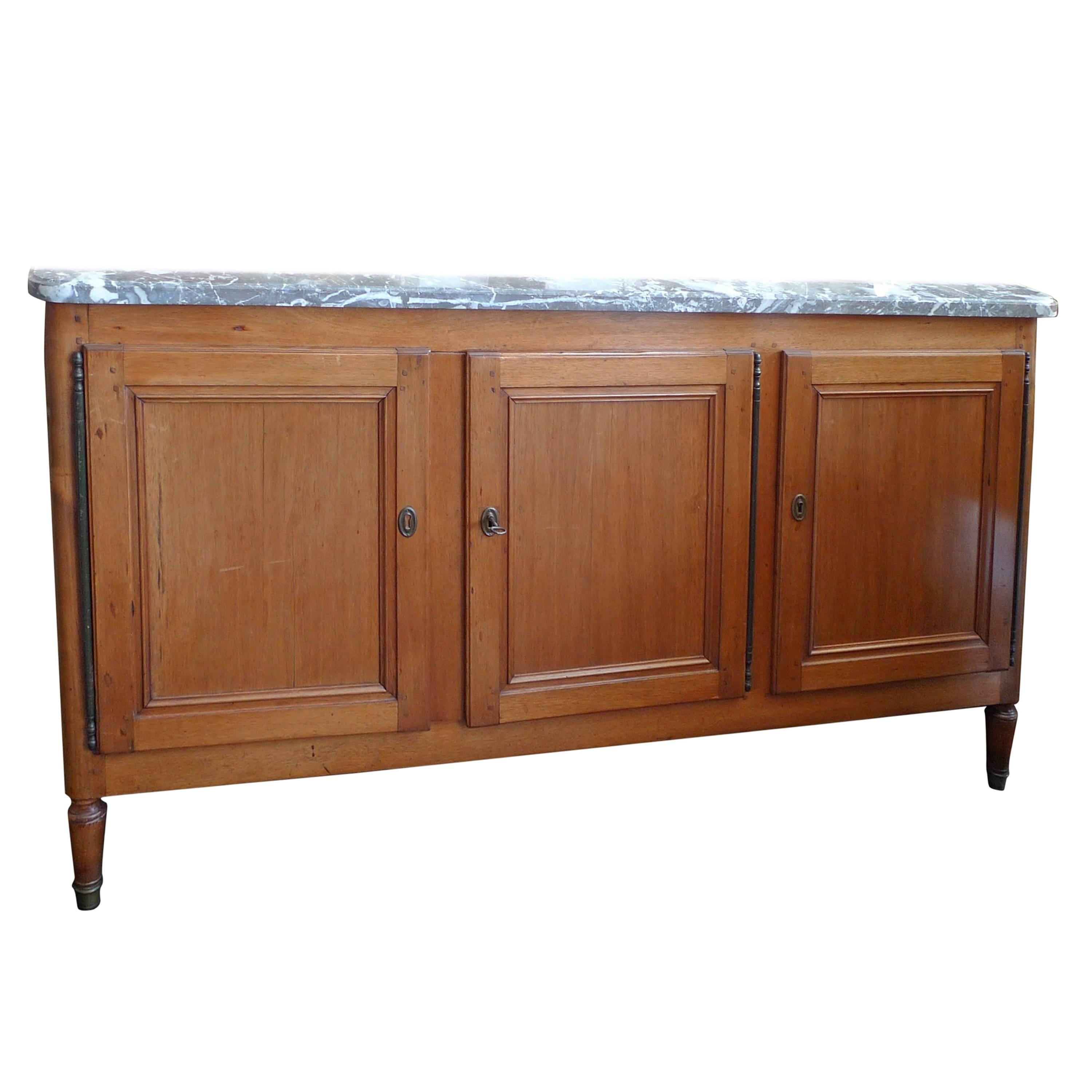 French 19th Century Three-Door Buffet with Removable Marble Top