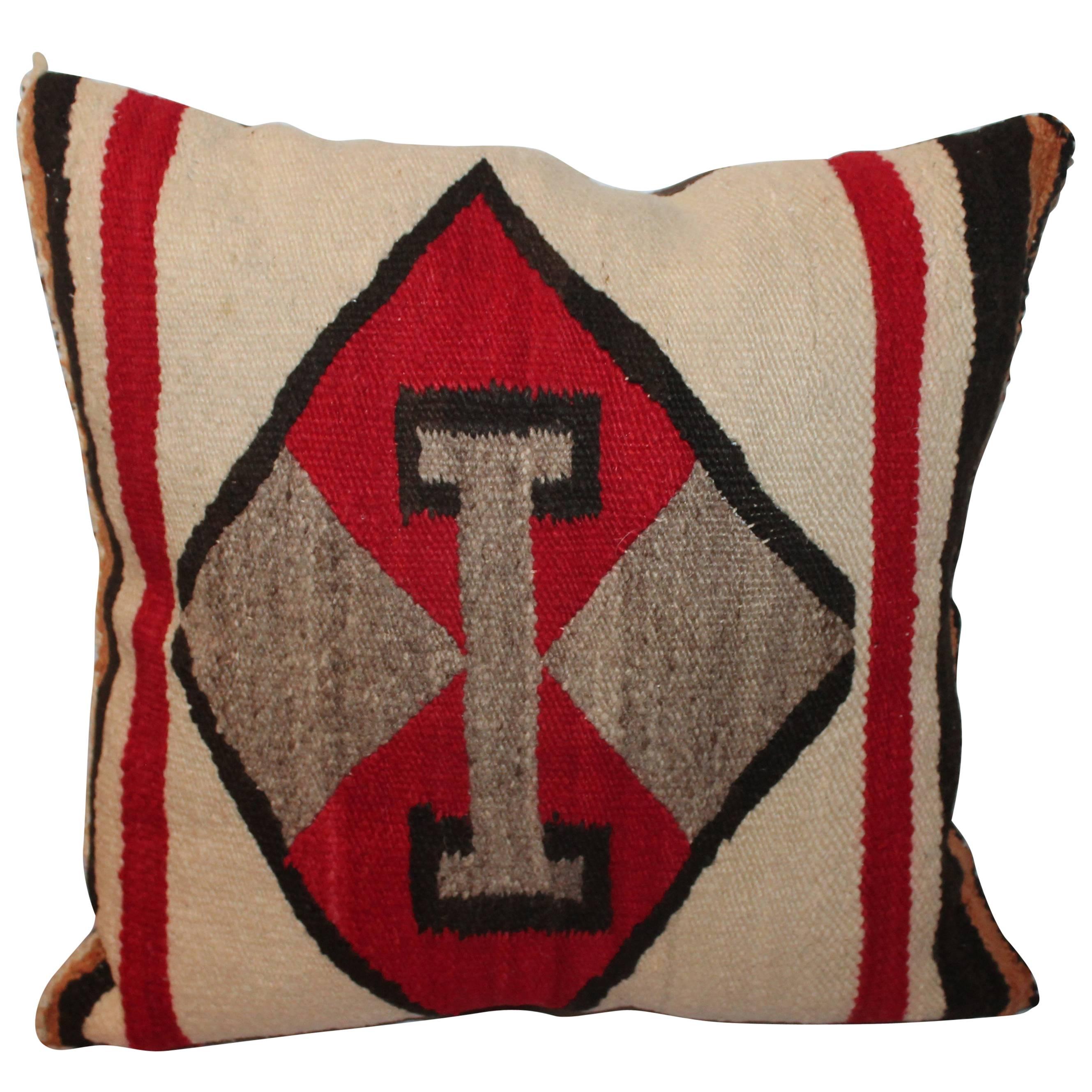 Vibrant Double T's Navajo Indian Weaving Pillow