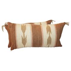 Antique Pair of Navajo Weaving Saddle Blanket Pillows