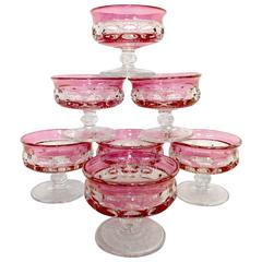 S/7 1960s Kings Crown Cranberry Glasses