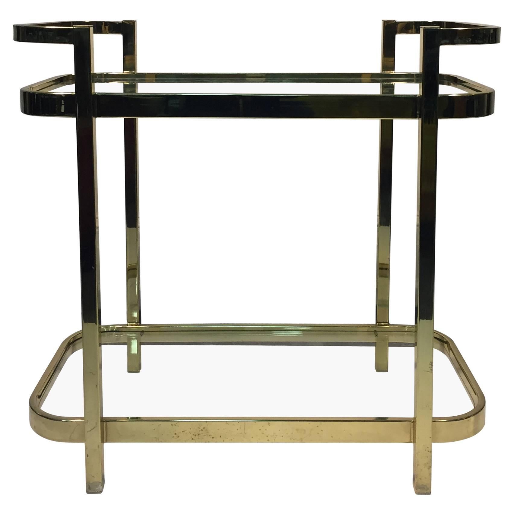 Exceptional Brass Bar Cart by Milo Baughman For Sale