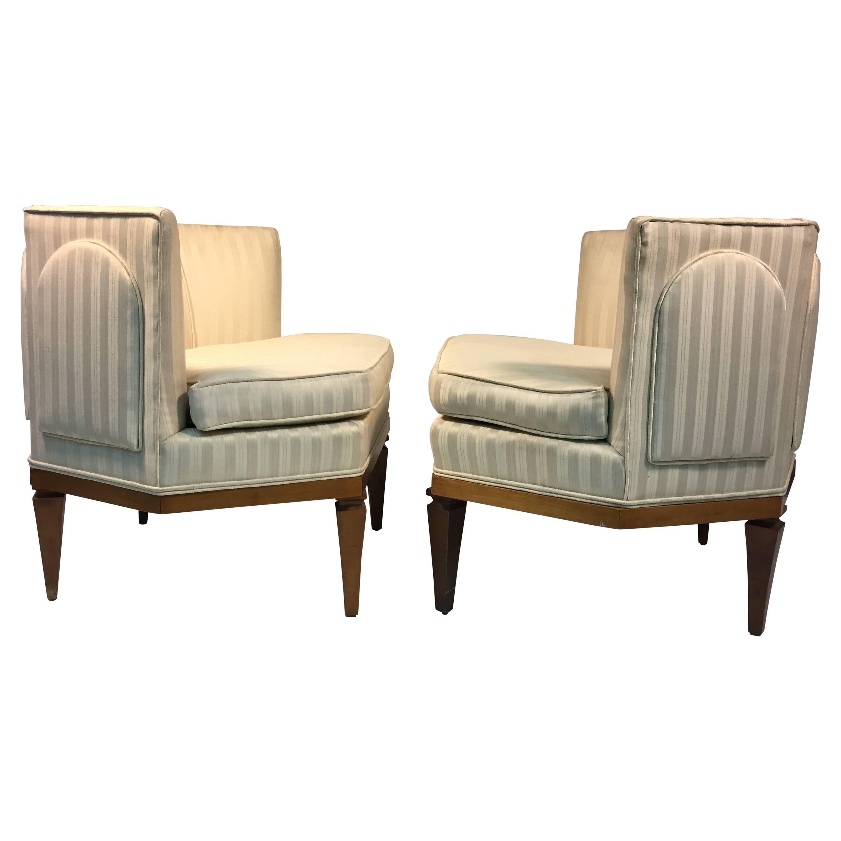 Rare Pair of Regency Style Club or Slipper Chairs in the Manner of Parzinger For Sale