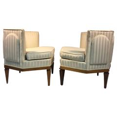Rare Pair of Regency Style Club or Slipper Chairs in the Manner of Parzinger