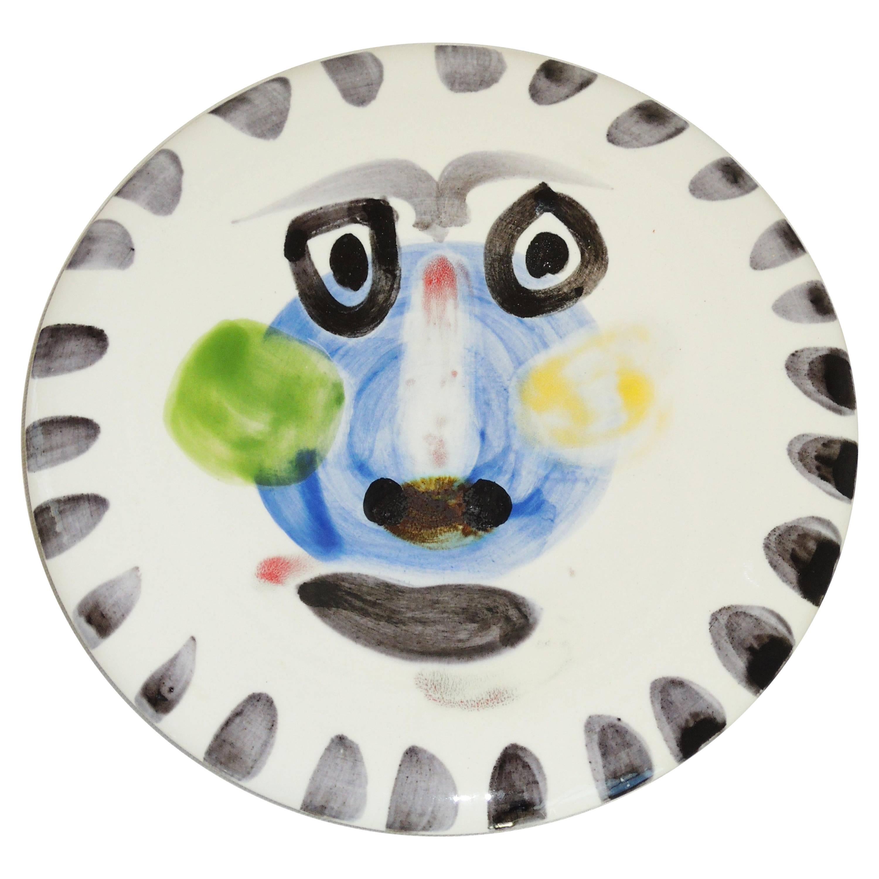 Pablo Picasso "Visage No. 202" Ceramic Plate Madoura, Vallauris For Sale